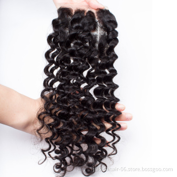 Deep Wave Human Hair Bundles With HD Lace Closure 4x4 Wholesale 12a Brazilian Cuticle Aligned Raw Virgin Hair